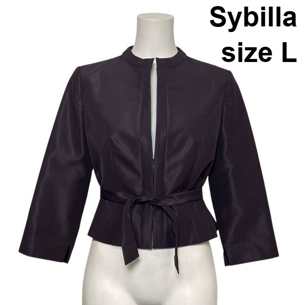 【中古】シ散らし広告 Sybilla 遊撃手上衣 上衣 長袖 照明ランプ色つや 袖細長い切口 ダークパープル L 11号 レディース S6A303