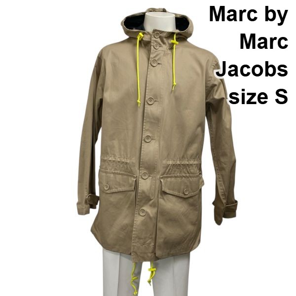 【中古】マークバイマークジェイコブス Marc by Marc Jacobs モッズコート ミリタリージャケット 長袖 フード ベージュ 綿100％ S メンズ S5Y253