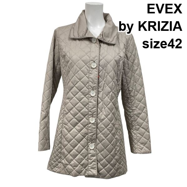 【中古】エヴェックスバイクリツィア EVEX by KRIZIA キルティング厚地の外套 上衣 長袖 A伝達ルート ベージュ 42 XL 13号 レディース S5W346