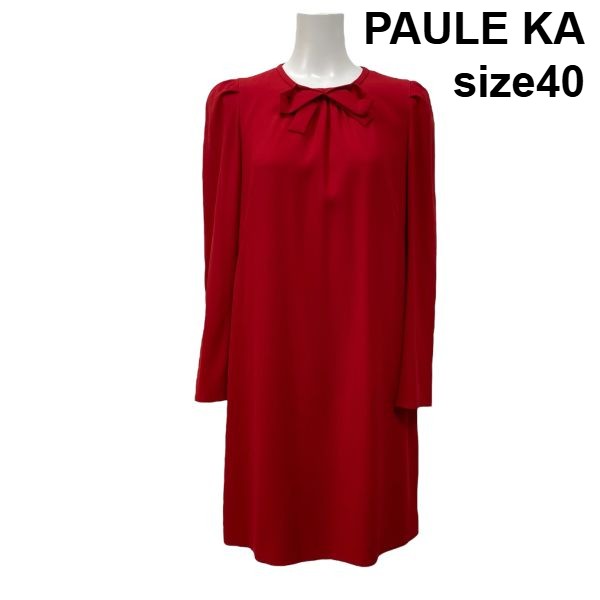 【中古】ポールカ PAULE KA ボウディテールミニドレス 衣装 膝丈 赤 40 L 11号 レディース S5V276