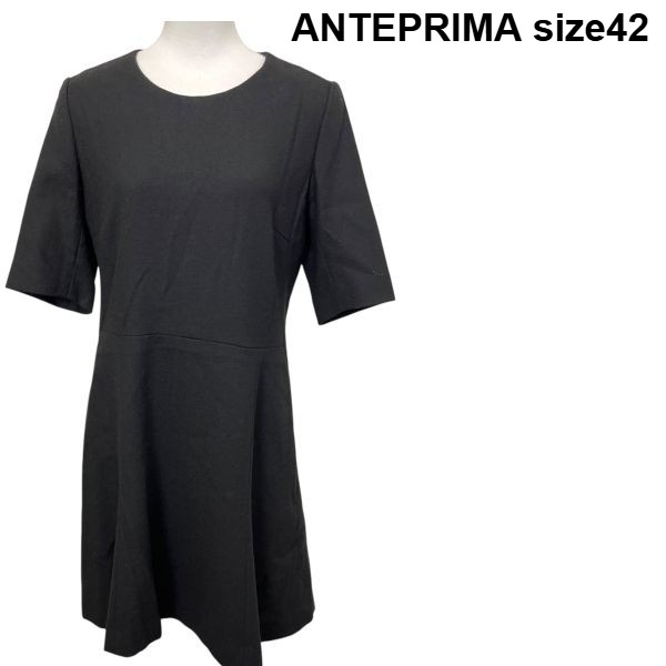 【中古】アンテプリマ ANTEPRIMA ワンピース 黒 ウール 42 M～L レディース S5V416