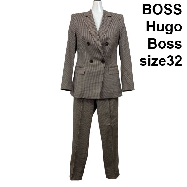 【中古】主任者 ヒューゴボス Hugo Boss ズボン下背広 セットアップ 赤銅色系 羊毛 32 S 7号 レディース S5V331