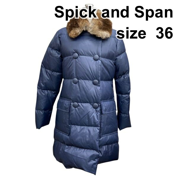 【中古】スピックアンドスパン Spick and Span 落ち込む厚地の外套 米国海軍系 落ち込む90％ ラビットファー 36 S 7号 レディース B5Y051