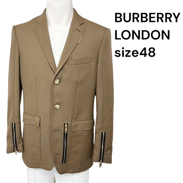 【中古】バーバリーロンドン BURBERRY LONDON ジャケット ファスナー デザイン ベージュ 毛 48 M～L メンズ S5V292