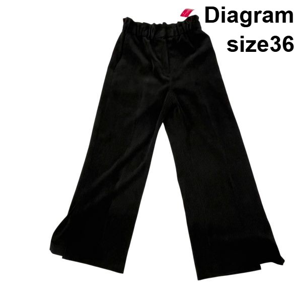 【中古】ダイアグラム Diagram コーデュロイパンツ カジュアルパンツ ロング ベルト スリット グレー 36 M 9号 レディース S5Y149