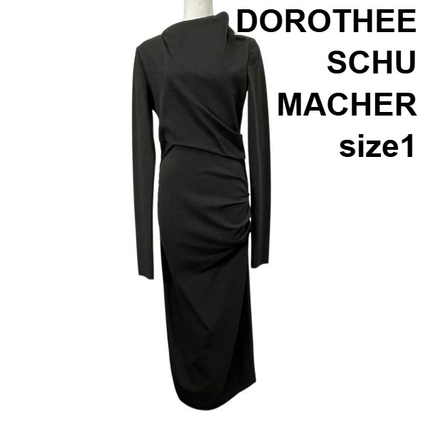 【中古】美品 ドロシーシューマッハ DOROTHEE SCHUMACHERロングワンピース 長袖 カットソーワンピース グレー 1 S 7号 レディース S5X485｜BRANKASTA 店
