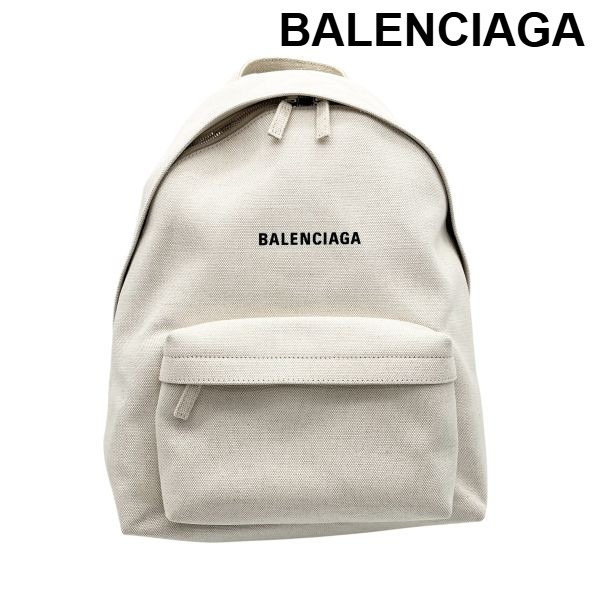 【中古】バレンシアガ BALENCIAGA 背嚢 エブリデイ ロゴタイプ うしろ側風呂敷き包み 白 ユニ一発やる S5W320
