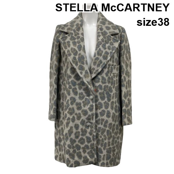【中古】ステラマッカートニー STELLA McCARTNEY レオパード柄コート チェスターコート 長袖 グレー系 ウール混 38 M 9号 レディース S5X156｜BRANKASTA 店 20,150円