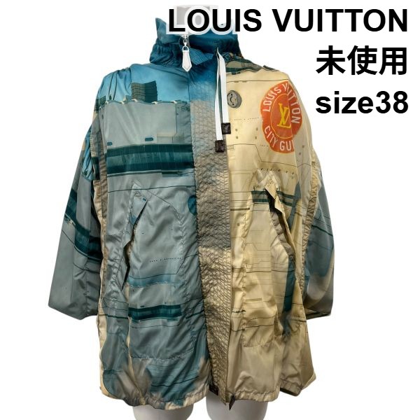 【中古】未使用 ルイヴィトン LOUIS VUITTON ジャケット プリンテッドパーカウィズギャザースリーブ ベージュ 38 M 9号 レディース S5W136|BRANKASTA 店