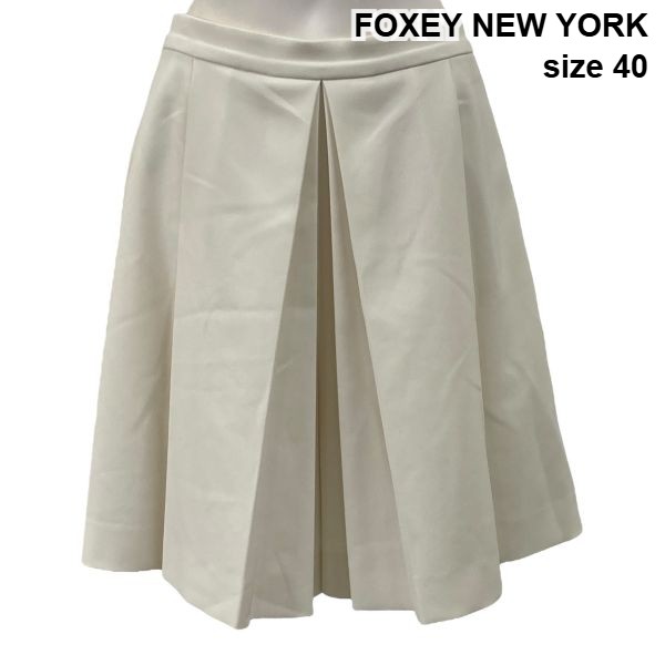 【中古】フォクシーニューヨーク FOXEY NEW YORK フロントタック キュロットパンツ 立体シルエット オフホワイト 白 40 M 9号 レディース S6A301