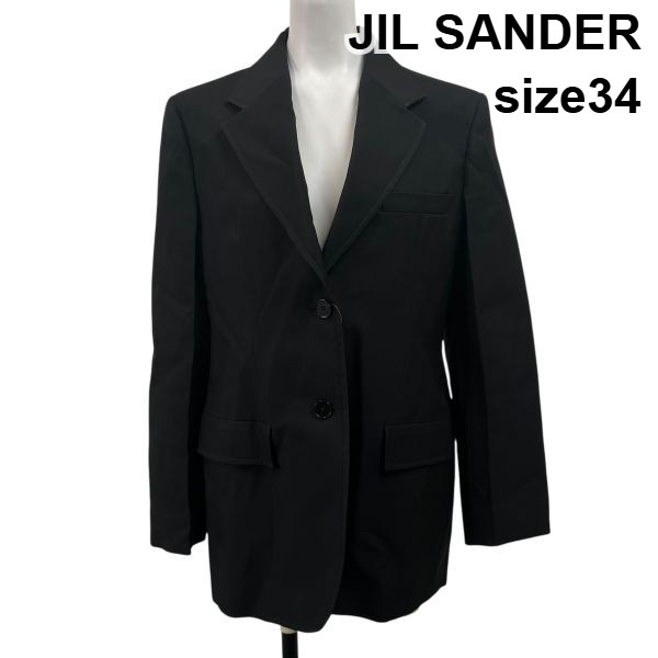 【中古】ジルサンダー JIL SANDER テーラードジャケット アウター 長袖 黒 シルク混 コットン混 34 M 9号 レディース S5Y573｜BRANKASTA 店