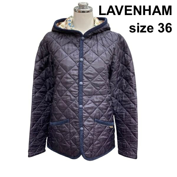 【中古】ラベンハム LAVENHAM 遊撃手厚地の外套 長袖 パデット 中綿 キルティング上衣 米国海軍 ポリエステル 36 S 7号 レディース B5Y048