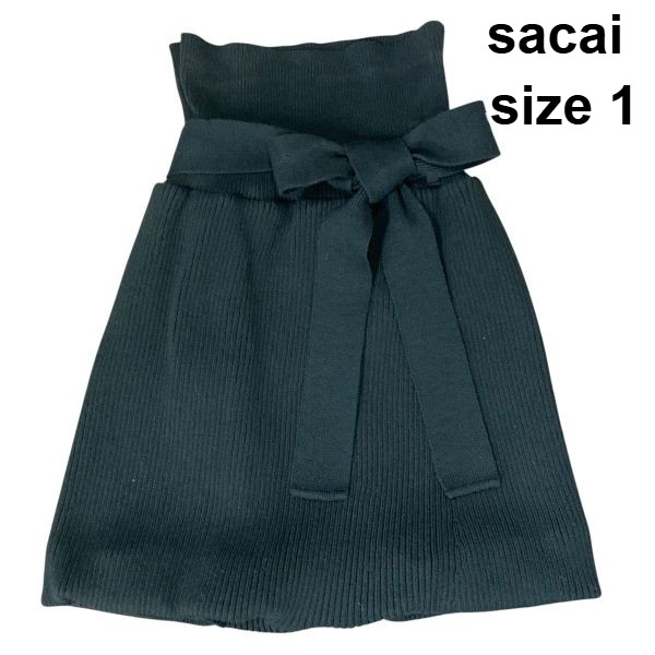 【中古】サカイ sacai リボンベルト付き リブニット ミニ ショートパンツ ドメスティックブランド コットン 1 S～M ９号 レディース S6A071