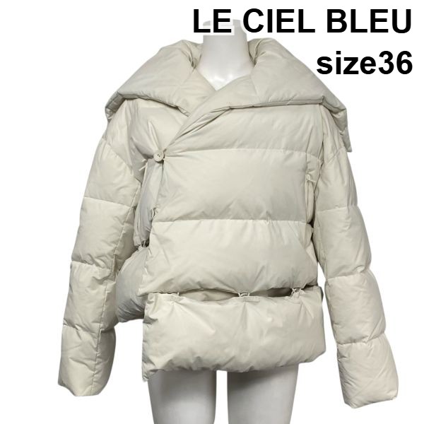 【中古】ルシェルブルー LE CIEL BLEU ピールパファージャケット 長袖 真っただ中丈 2WAY 象牙色 落ち込む 羽毛 36 M 9号 レディース S5Y556