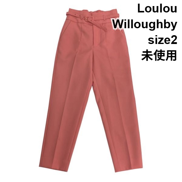 【中古】未当て嵌める ルルウィルビー Loulou Willoughby T/Wギャバ テーパードパンツ ご機嫌酉の方角 胴締め付 サクラ色 毛混 2 M 9号 レディース S5Y167