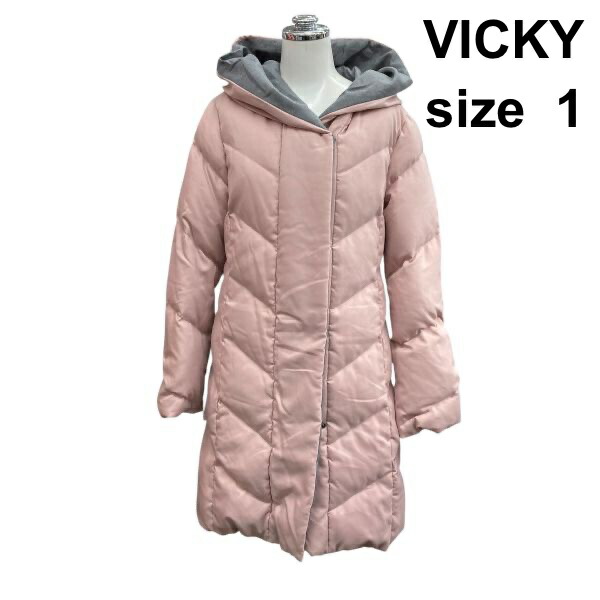 【中古】ビッキー VICKY 落ち込む厚地の外套 長袖 ボンネット 胴締め付き添い人 サクラ色系 落ち込む90％ 1 S 7号 レディース B5Y077