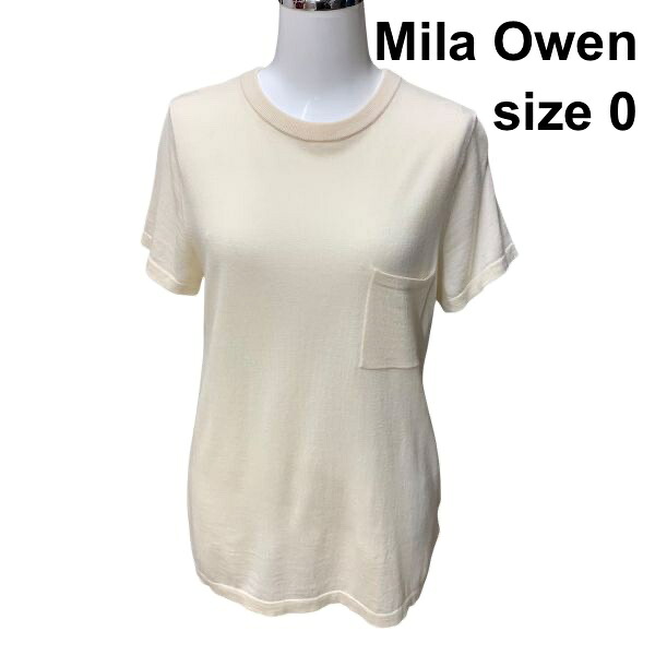 【中古】ミラオーウェン Mila Owen セーター 半袖 クールネック ニット トップス ウール100％ 0 S 7号 レディース H5Z005