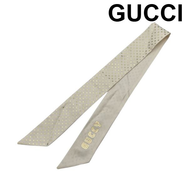 【中古】グッチ GUCCI GUCCY ナロースカーフ のど首洋弓 シュロの葉えり巻き SEGA源流 はやりっ児 象牙色 ゴールド色 レディース 5E206