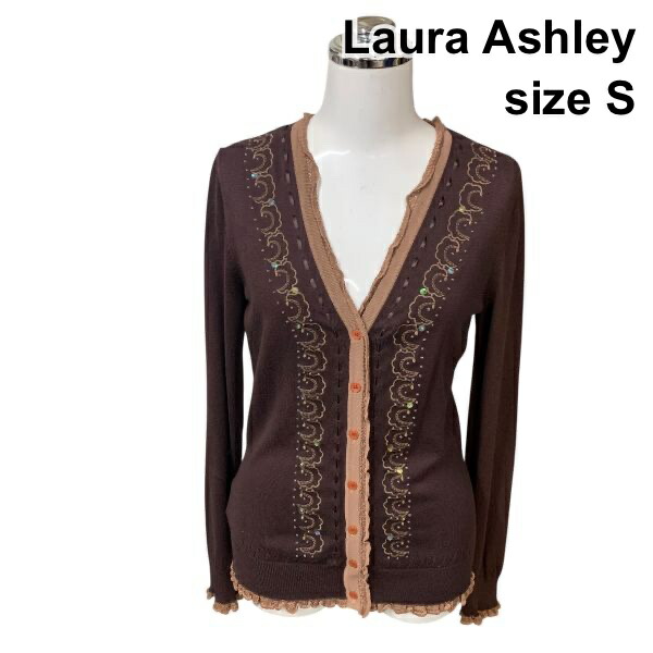 【中古】ローラアシュレイ Laura Ashley カーディガン 長袖 Vネック ニット トップス ブラウン ダークブラウン S 7号 レディース H5Z075 4,670円