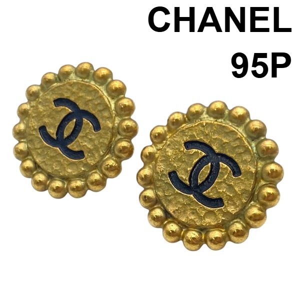【中古】シャネル CHANEL ラウンドイヤリング ココマーク ヴィンテージ 95P 円形 アクセサリー ゴールド色 ゴールドプレート レディース 5E400｜BRANKASTA 店