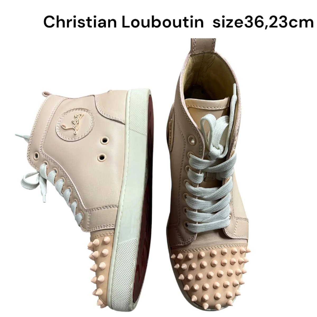 【中古】クリスチャンルブタン Christian Louboutin なめし革 ハイカットスニーカー 36二分の一 レディース 5D415