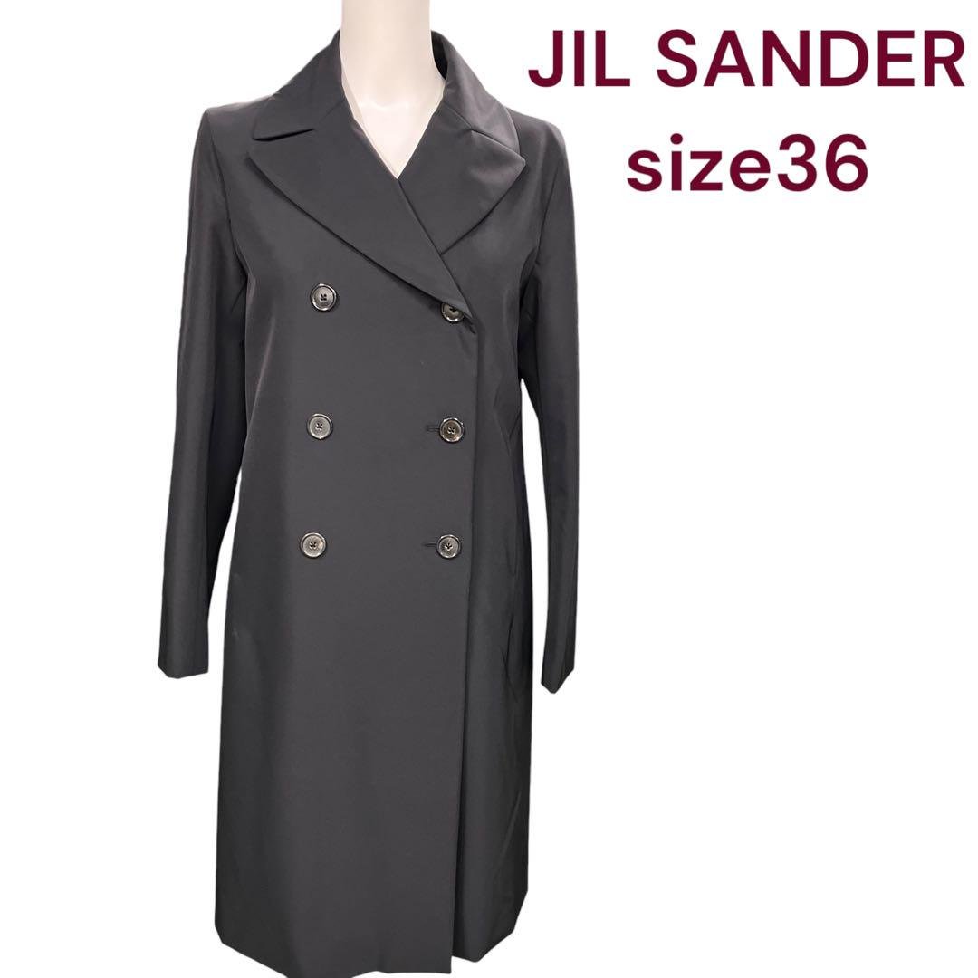 【中古】美品 ジルサンダー JIL SANDER シンプルモード系 かっこいい ロング 厚地の外套 36 M4J318