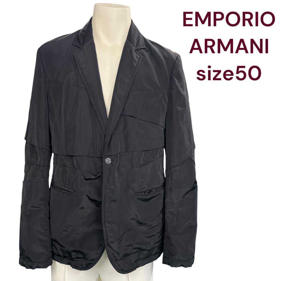 【中古】美品 EMPORIO ARMANI エンポリオアルマーニ 黒 美形 中綿 ジャケット size50 黒 ブラック M M4K211｜BRANKASTA 店