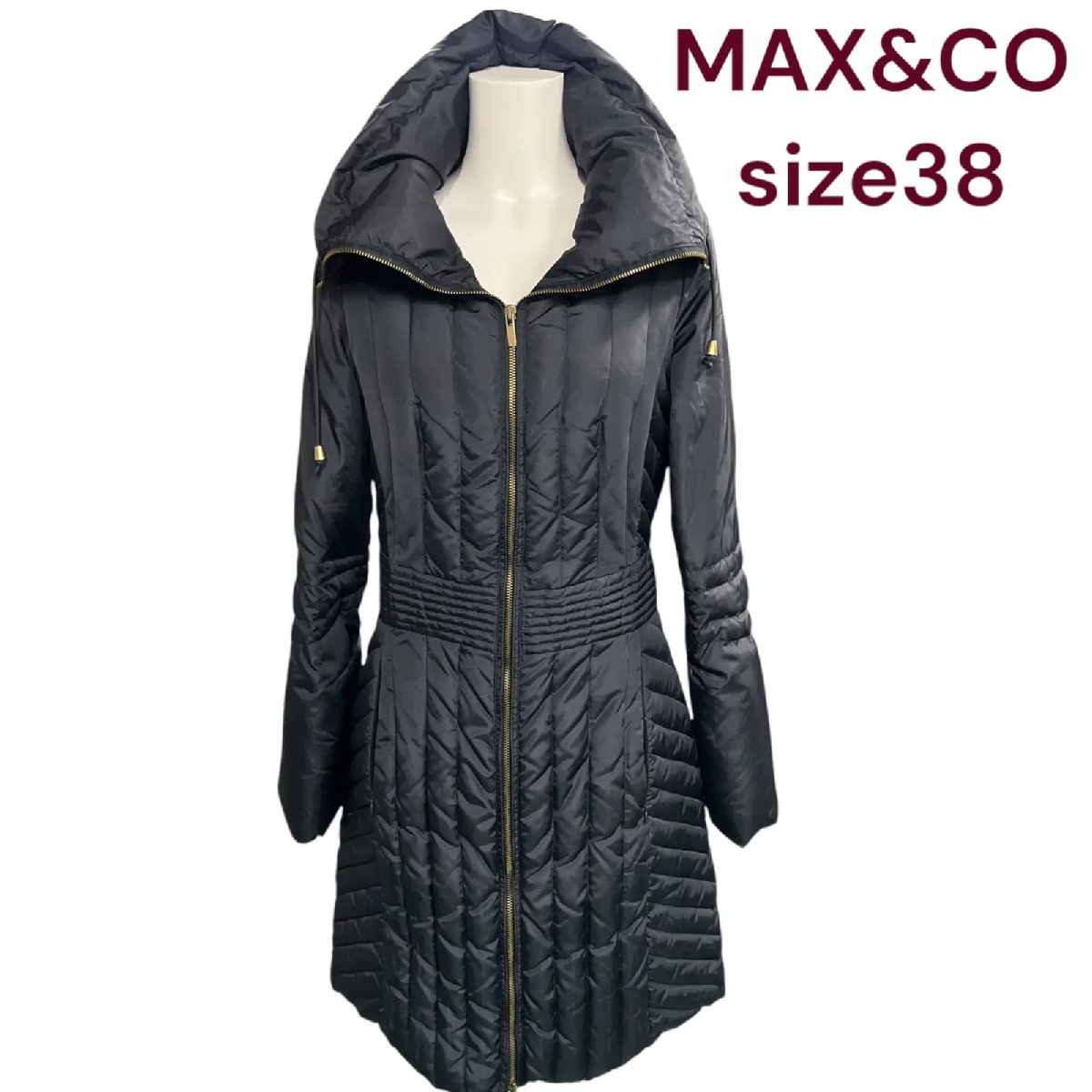 【中古】美品 MAX\u0026CO 生まれながら鳥毛 落ちこむ 上衣 ロング 厚地の外套 38 M マックスアンドコー 黒いこと 黒 M4L013