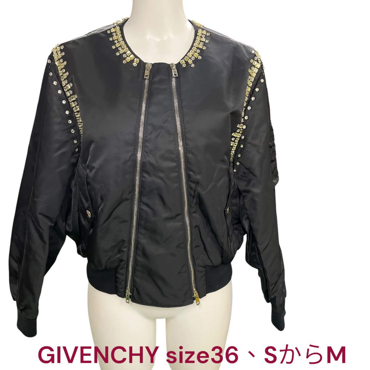 【中古】美品 ジバンシー GIVENCHY ビジュー ナイロン 上衣 上衣 前掛け 黒 黒いこと ジバンシィ M4L261