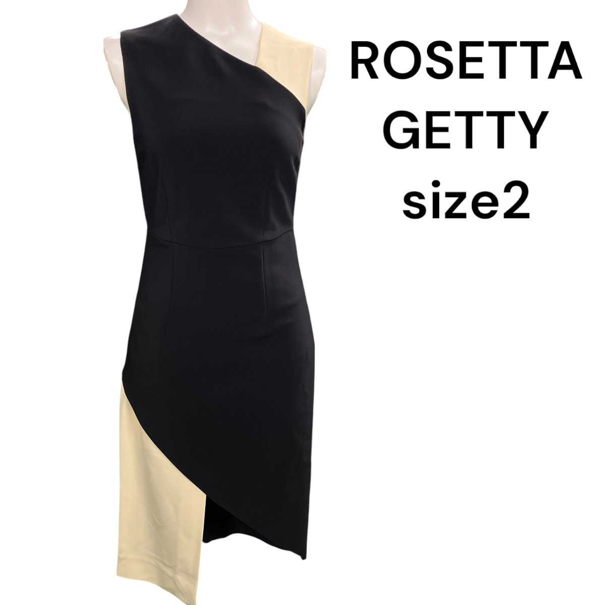 【中古】美品 ROSETTA GETTY ロゼッタゲッティ バイカラー 美形 ロング ワンピース 2 S 7号 S4L283