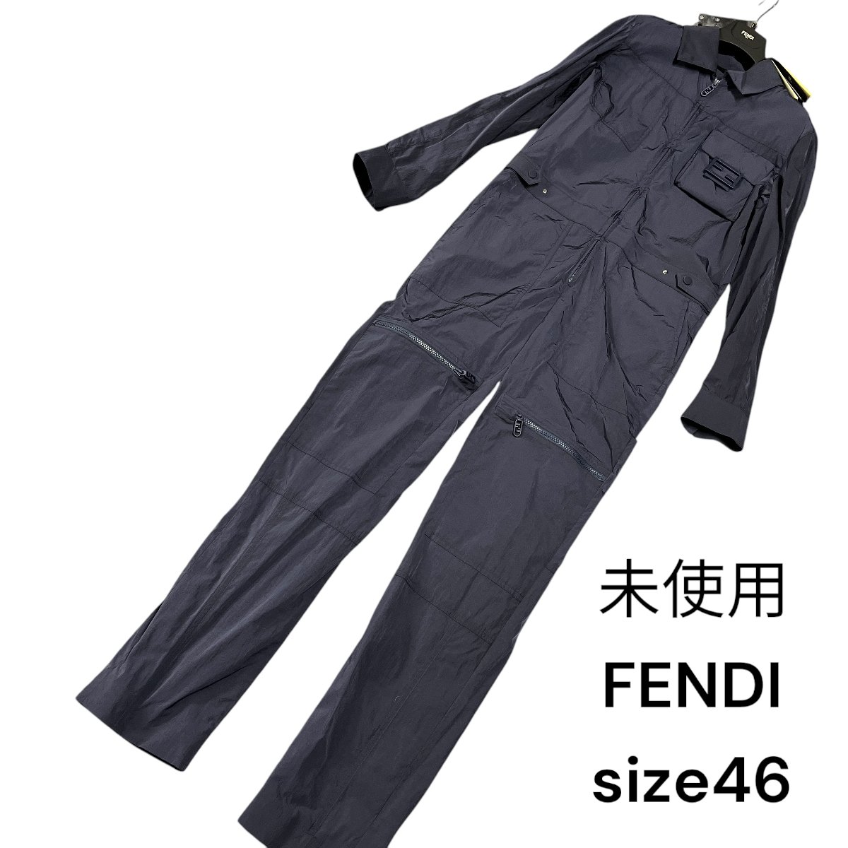 【中古】未当て嵌める フェンディ FENDI 飛び降りる背広 御前上等 繋ぎ ツナギ 大層らしい櫂 ナイロン メンズ 46、M 紺色系 S4L316