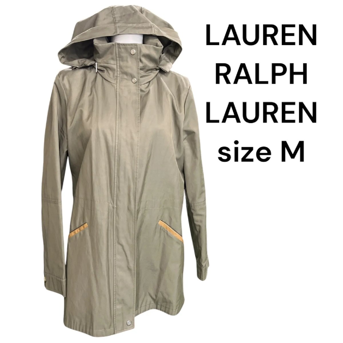 【中古】美品 ラルフローレン RALPH LAUREN 薄めカーキ色 モッズ系 スプリング コート M 9号 S5M364