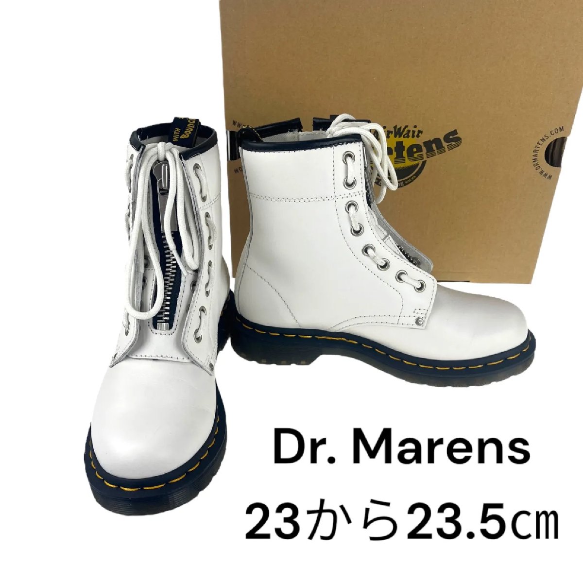 【中古】美品 ドクターマーチン Dr.Martens 1460 TWIN ZIP レディース 8ホールブーツ EU37 白 ホワイト S5N068｜BRANKASTA 店