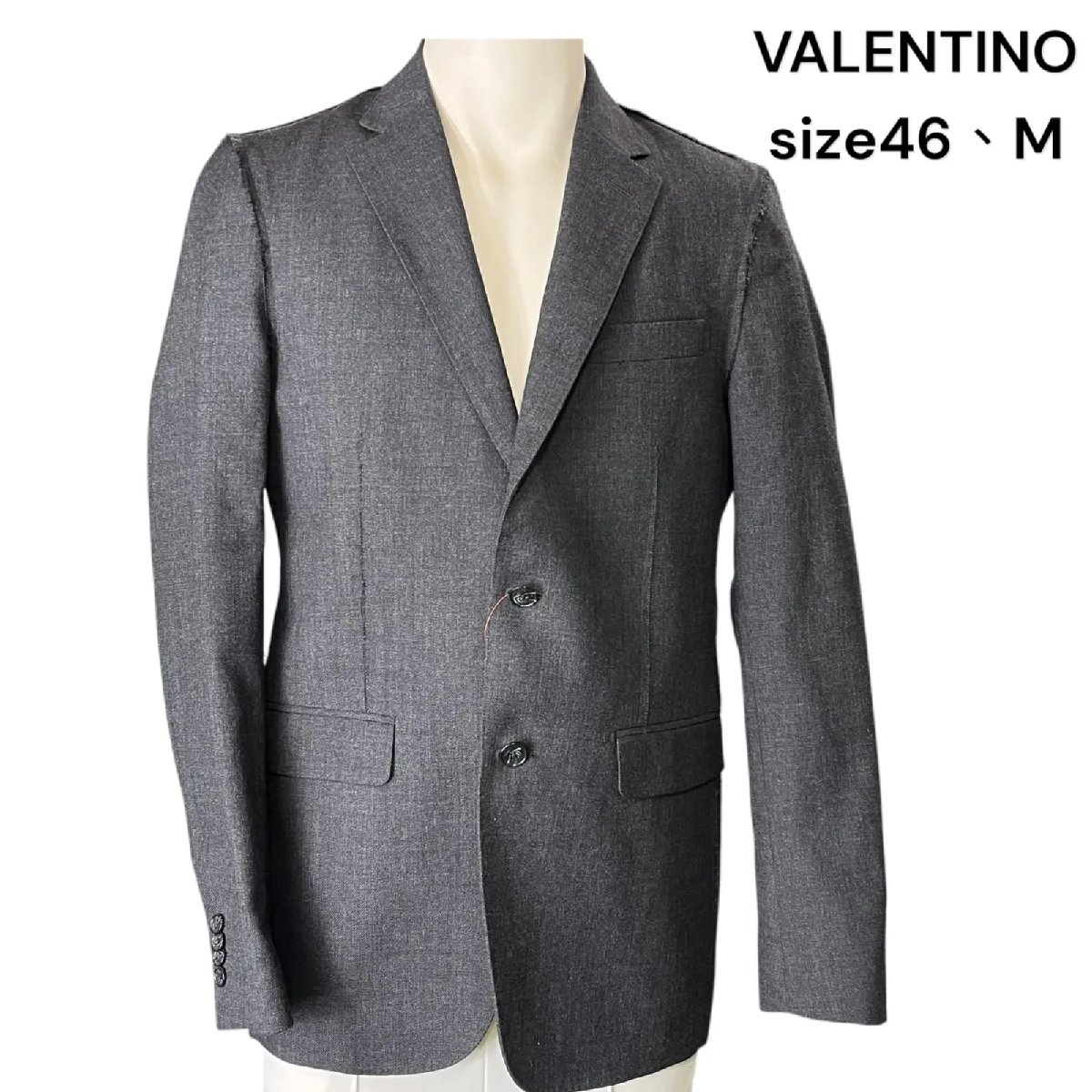 【中古】美品 ヴァレンティノ VALENTINO 切りっぱなし系部分あり 美形 ウール ジャケット 46、M メンズ 中古 S5N548