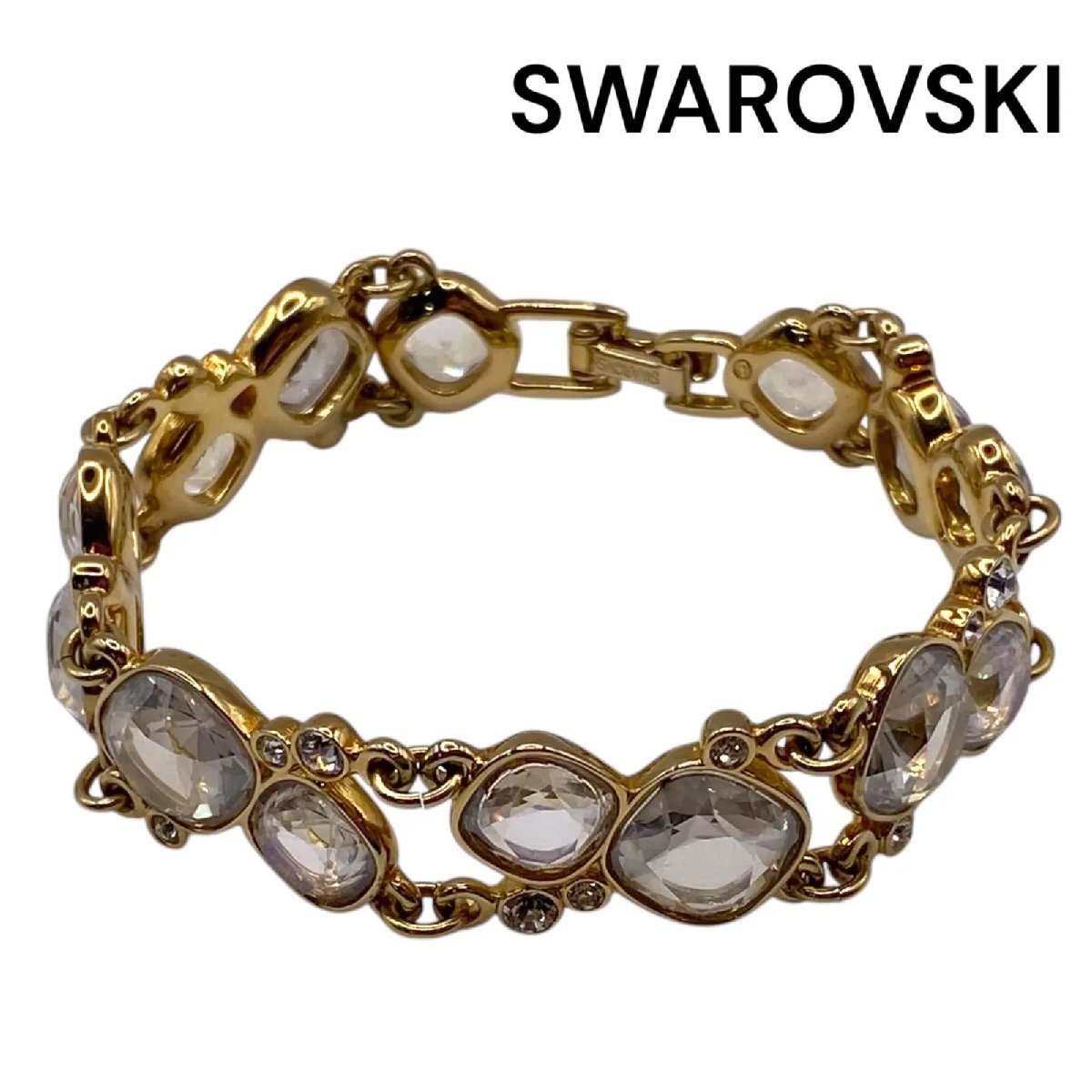【中古】スワロフスキー SWAROVSKI ブレスレット 腕輪 アクセサリー ゴールドカラー レディース S5P211
