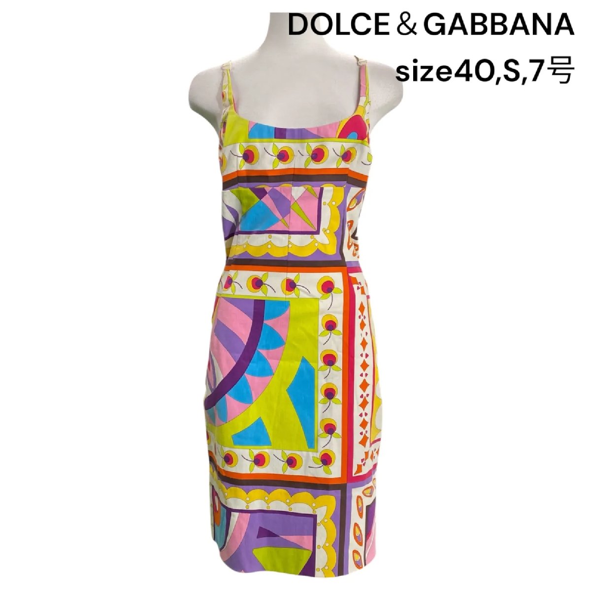 【中古】ドルチェアンドガッバーナ DOLCE＆GABBANA 40、S、7号 ワンピース 膝丈 キャミ コットン レディース S5P476