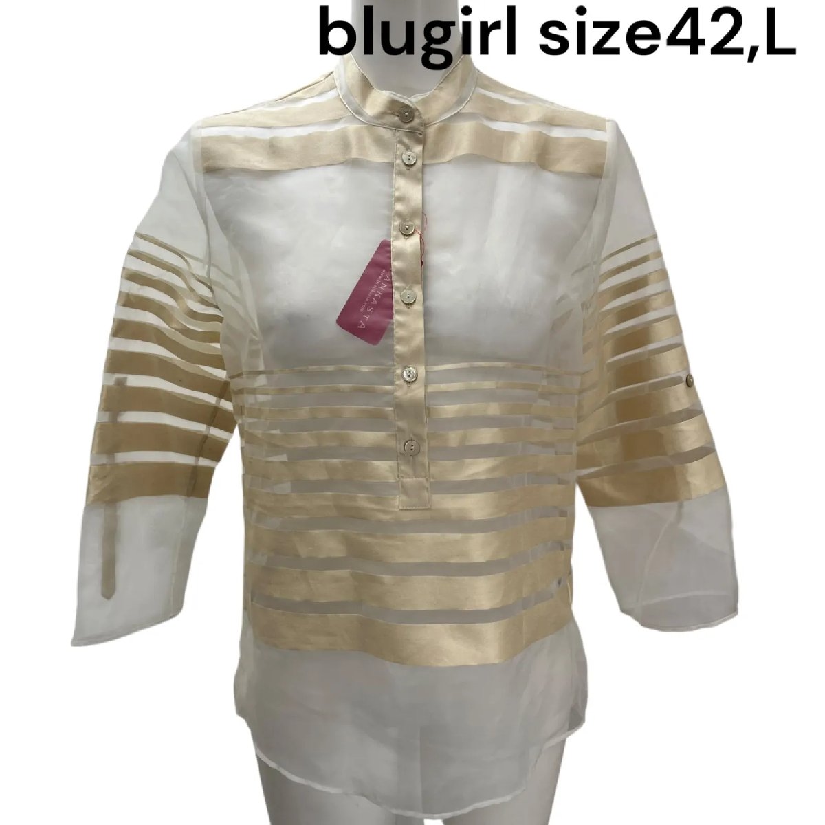【中古】美品 ブルーガール blugirl シアー ブラウス シャツ 42、L レディース S5Q288