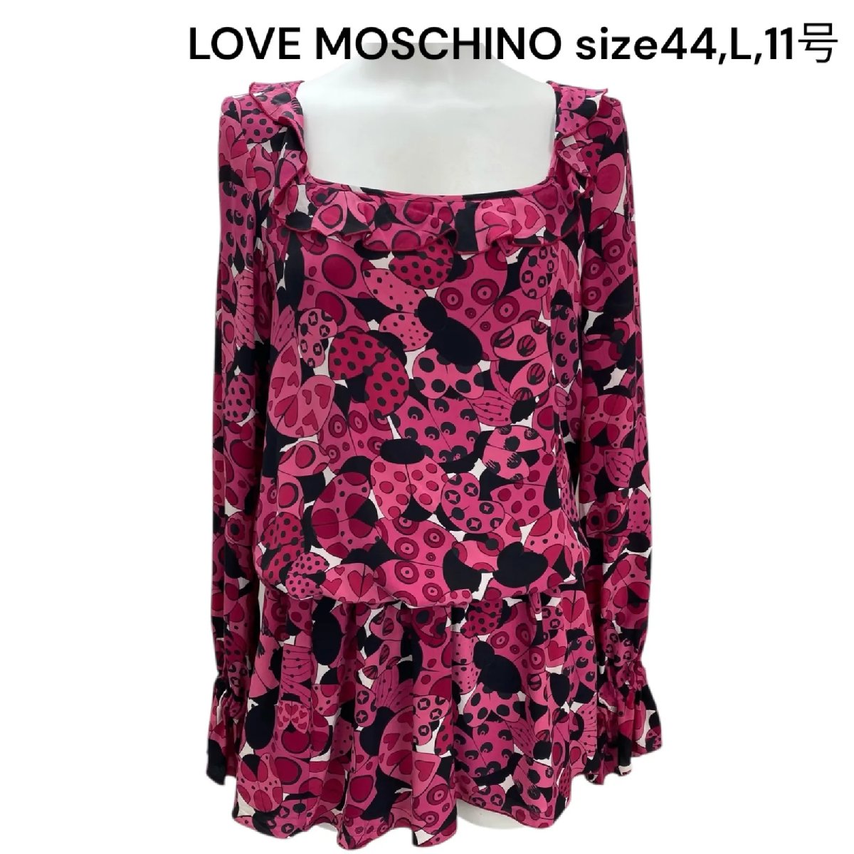 【中古】ラブモスキーノ LOVE MOSCHINO ワンピース 長袖 チュニックワンピ 絹 44,L,11号 レディース S5Q352