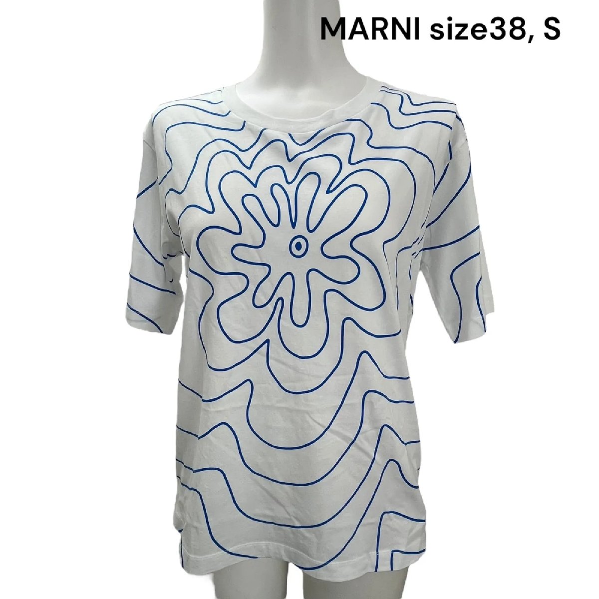 【中古】美品 マルニ MARNI 花柄 うしろ側ロゴタイプ 綿織物 プルオーバー カットソー 38、 S レディース S5Q453