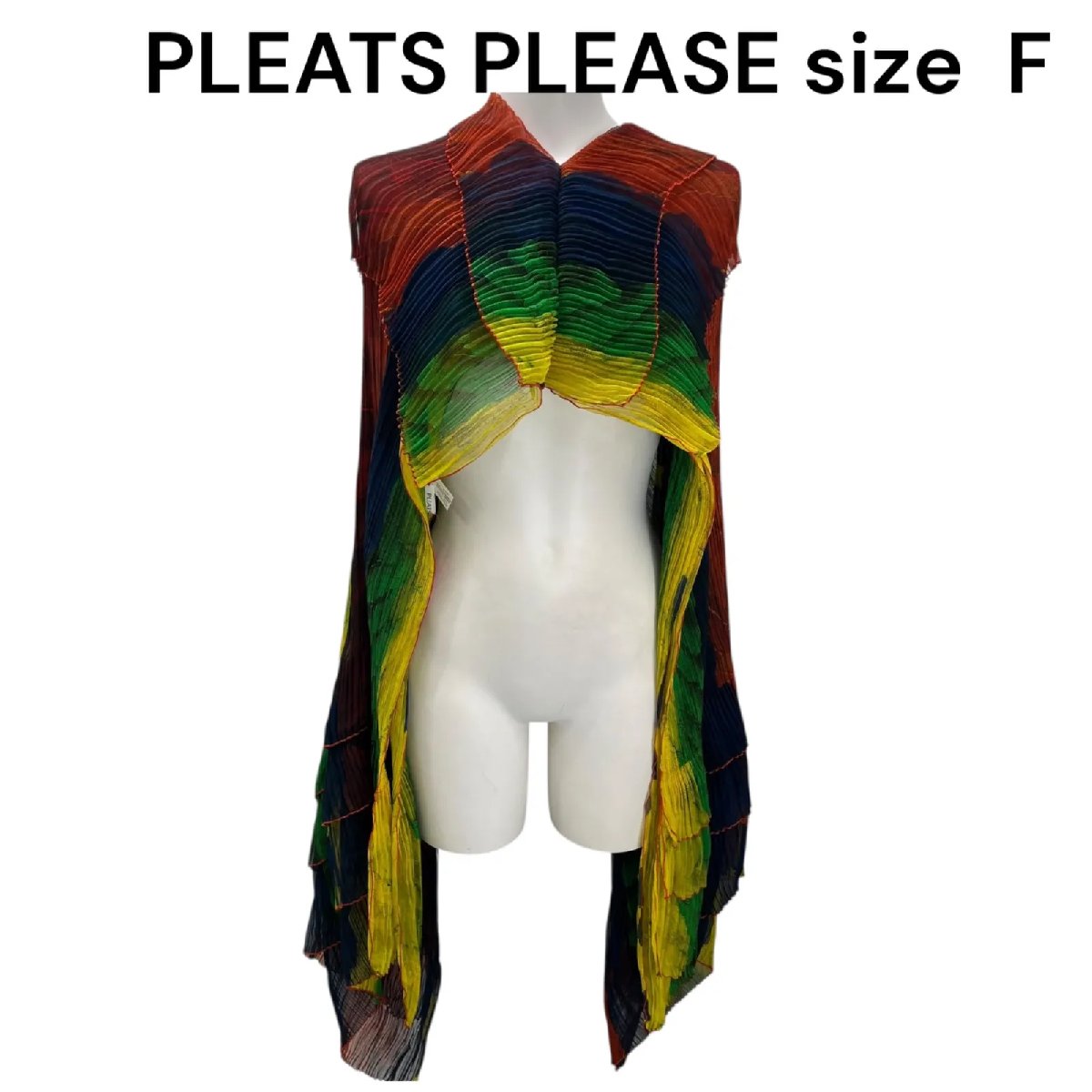 【中古】美品 プリーツプリーズ PLEATS PLEASE マルチカラー プリーツ トップス ショール サイズF レディース S5Q634