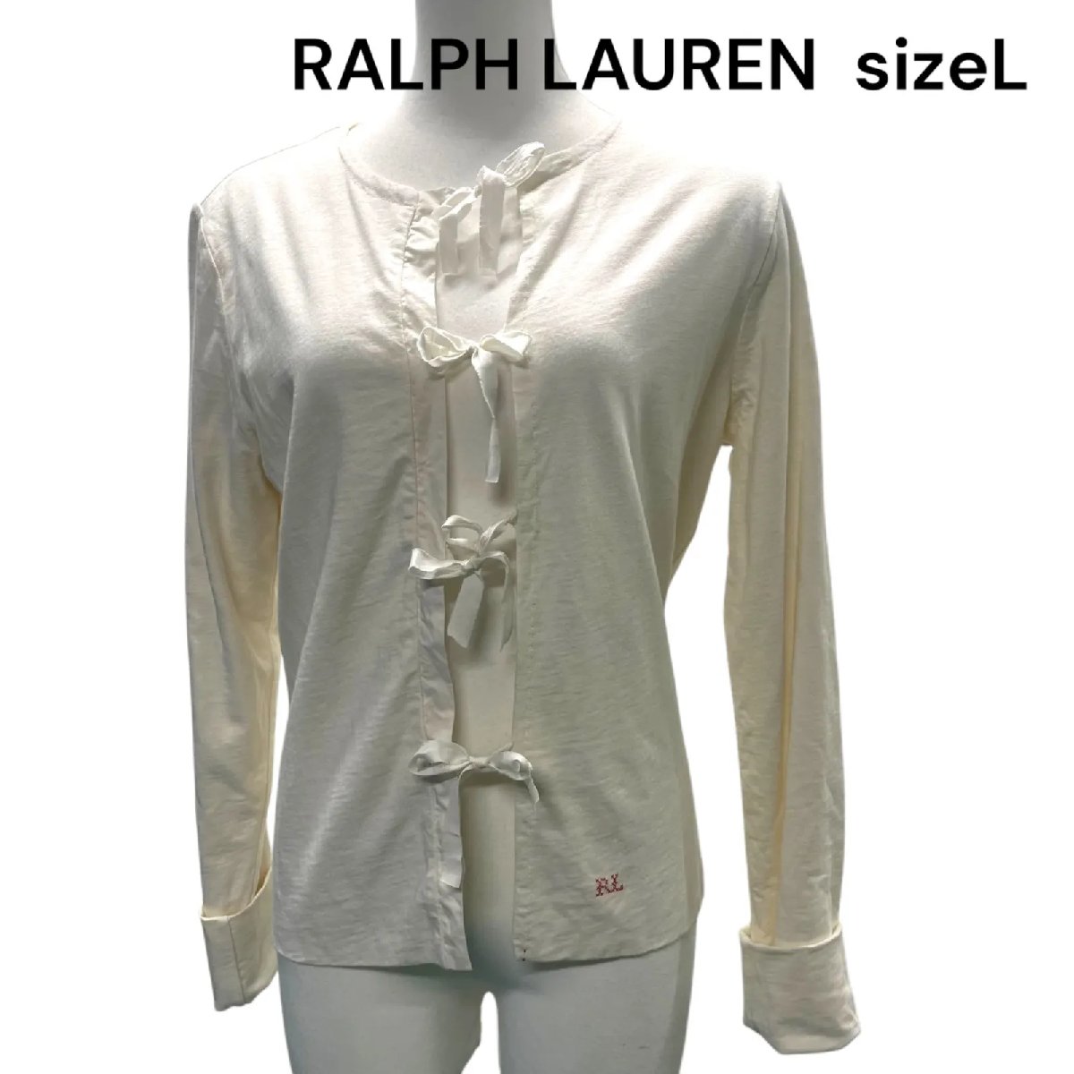 【中古】美品 ラルフローレン RALPH LAUREN 綿織物 ジレー トップス L、11号 レディース S5Q713