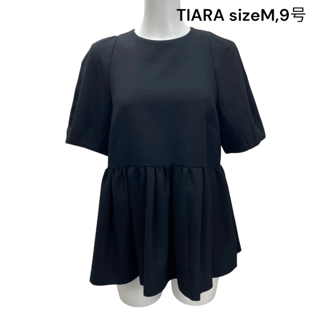 【中古】ティアラ TIARA チュニック トップス シャツ カットソー 半袖 ブラック 黒 M、9号 レディース S5Q863