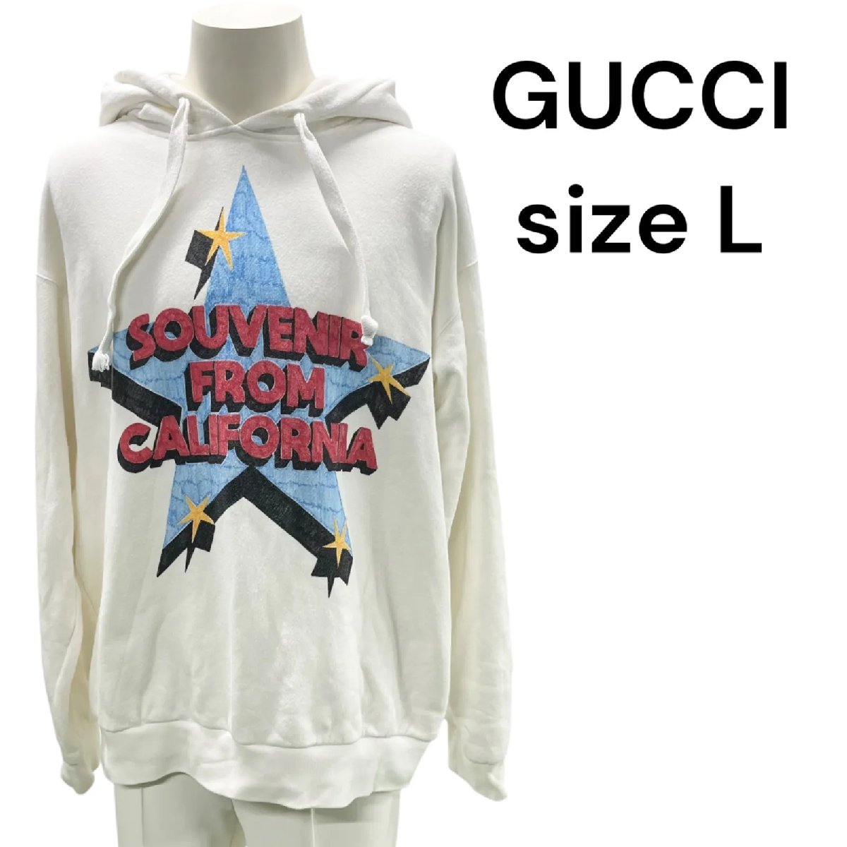 【中古】グッチ GUCCI 【SOUVENIR FROM CALIFORNIA】白パーカー メンズ size L【175/96Y】S5S418｜BRANKASTA 店