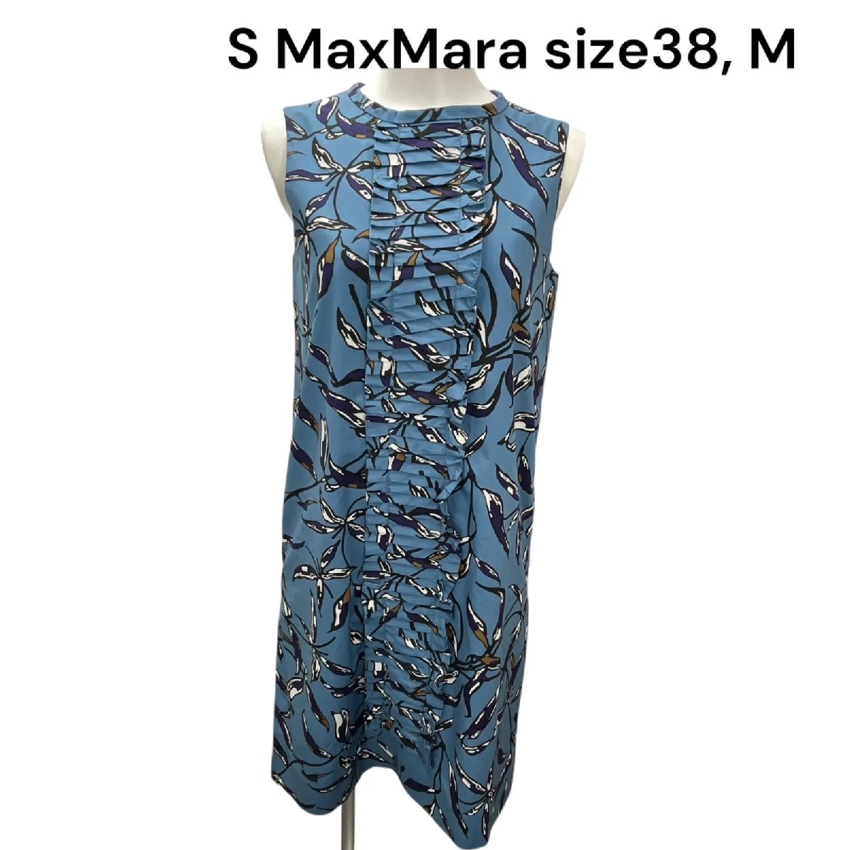 【中古】美品 エス マックスマーラ S MAXMARA リーフ、葉っぱ柄 コットン ワンピース 38、M レディース S5S589｜BRANKASTA 店