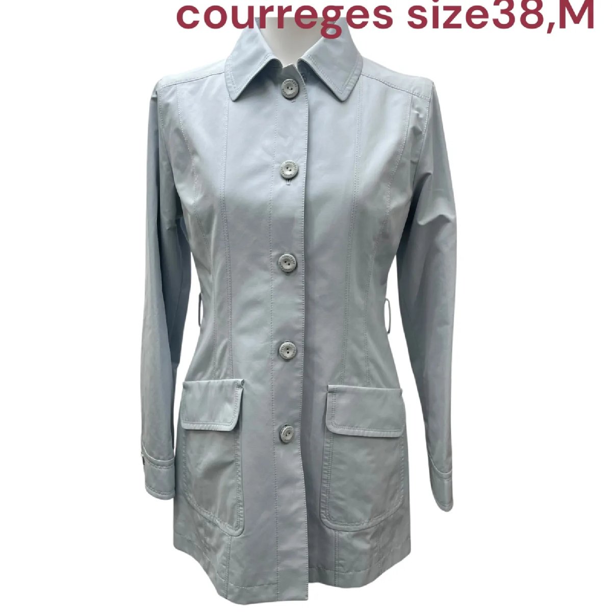 【中古】ほぼ未使用 クレージュ courreges ジャケット スプリングコート 水色 コットン混 38、M レディース S5S703