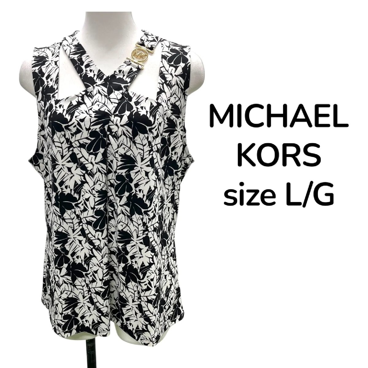 【中古】マイケル教科課程MICHAEL KORS ノースリーブ カットソー 花柄 御花 size L/G【L】S5S780