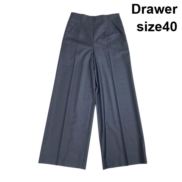 【中古】ドゥロワー Drawer 広広としたズボン下 スラックス 真っただ中押し付ける サイドジップ 濃灰色薄墨色 羊毛100％ 40 M 9号 レディース S6B365