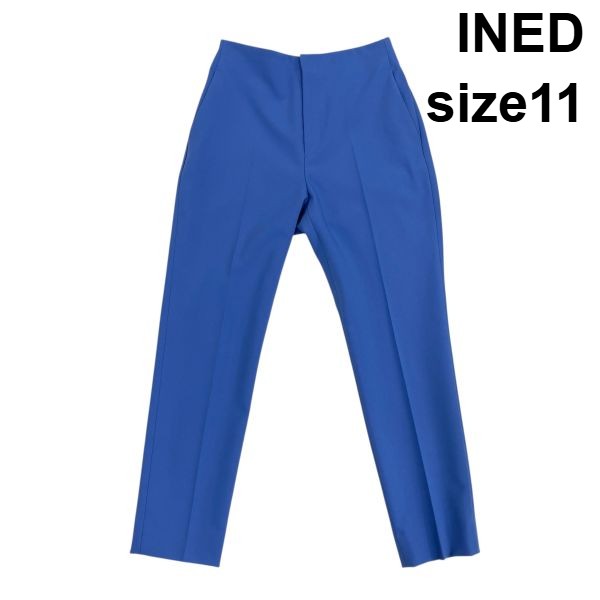 【中古】イネド INED テーパードパンツ スラックス センタープレス ボトムス ロイヤルブルー 11 L 11号 レディース S6B340