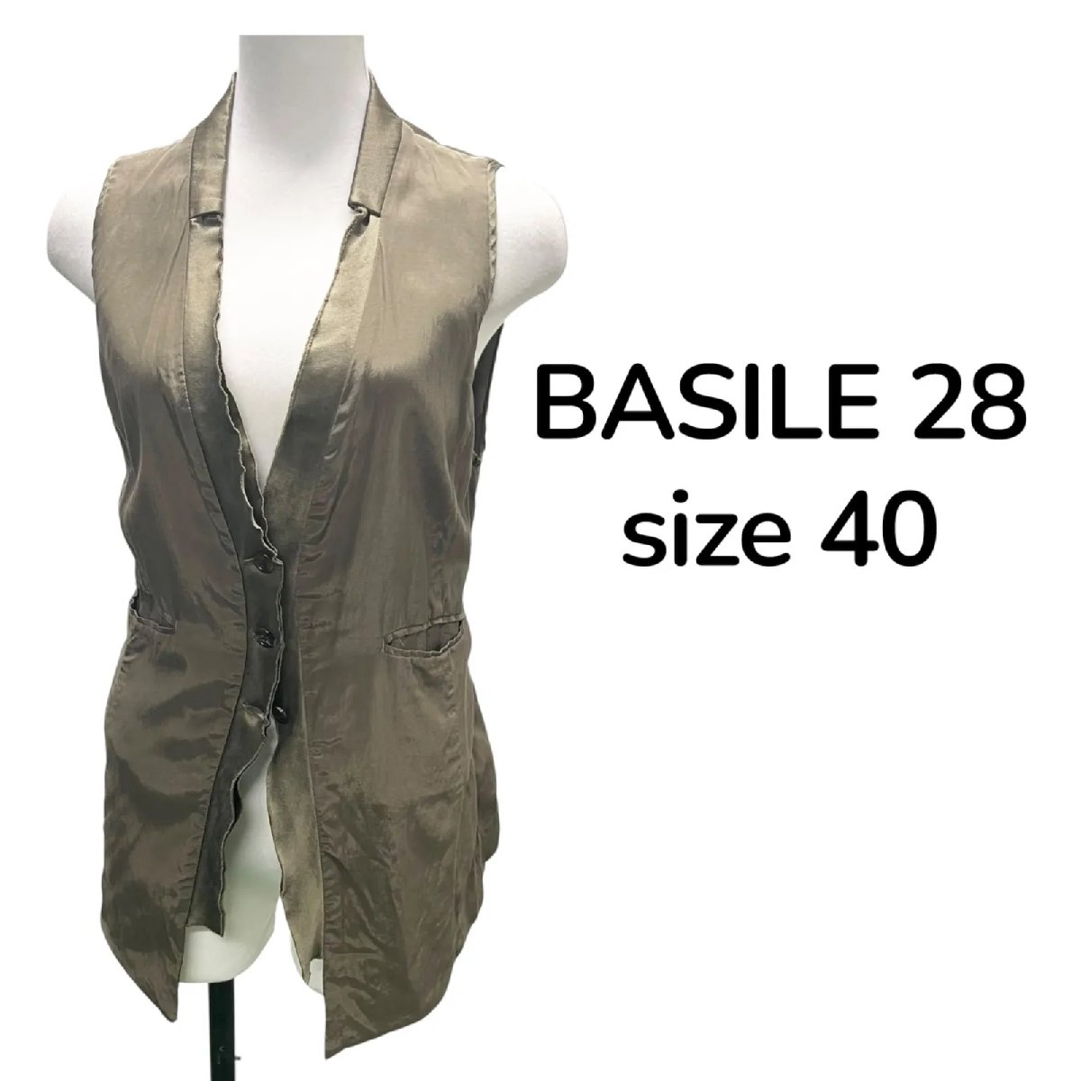 【中古】バジーレ BASILE 28 ベスト カーキ グリーン レディース size 40 S5T210