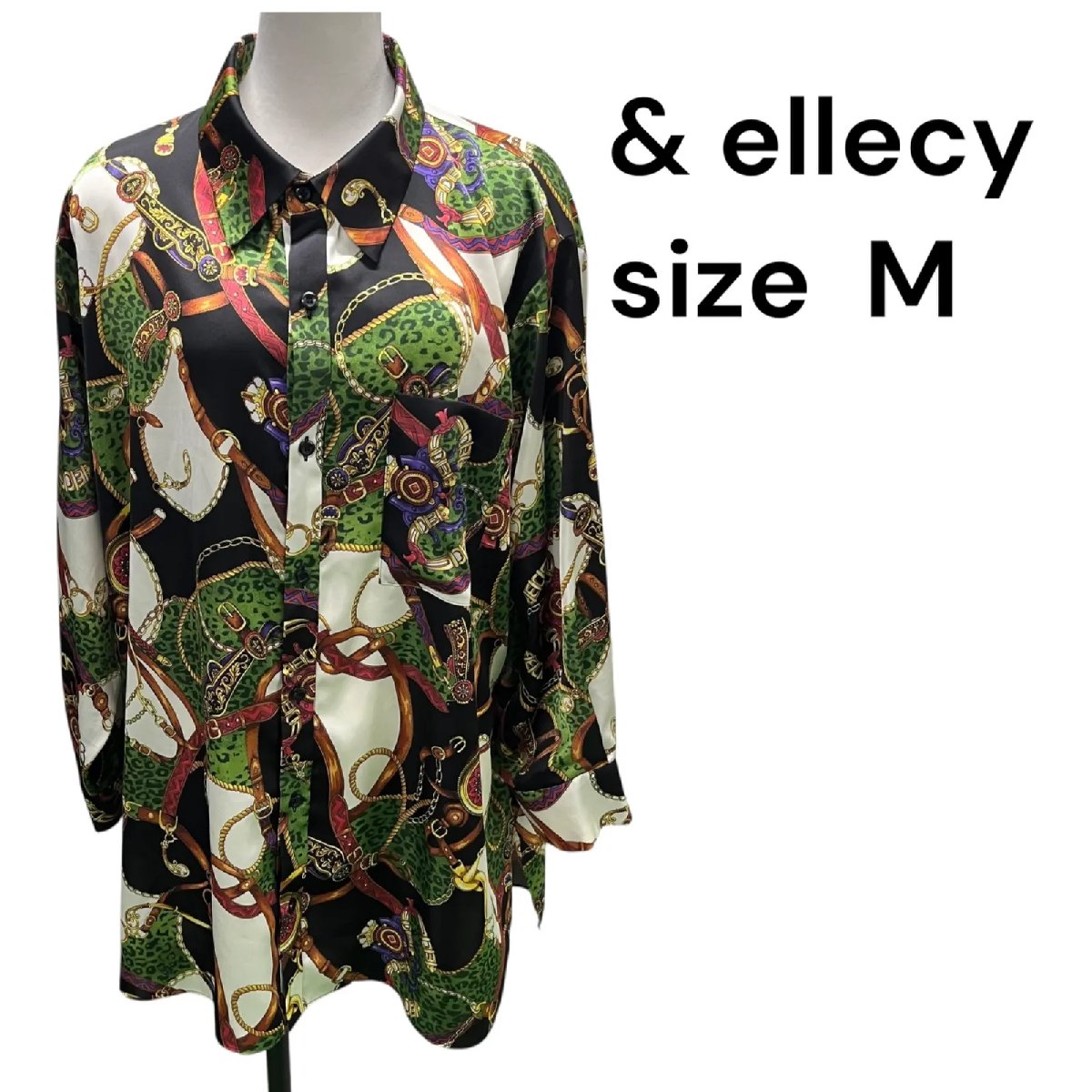 【中古】アンドエルシー \u0026 ellecy チェーン店柄＆レオパード風刷り上げる プルオーバー レディース size M S5T496
